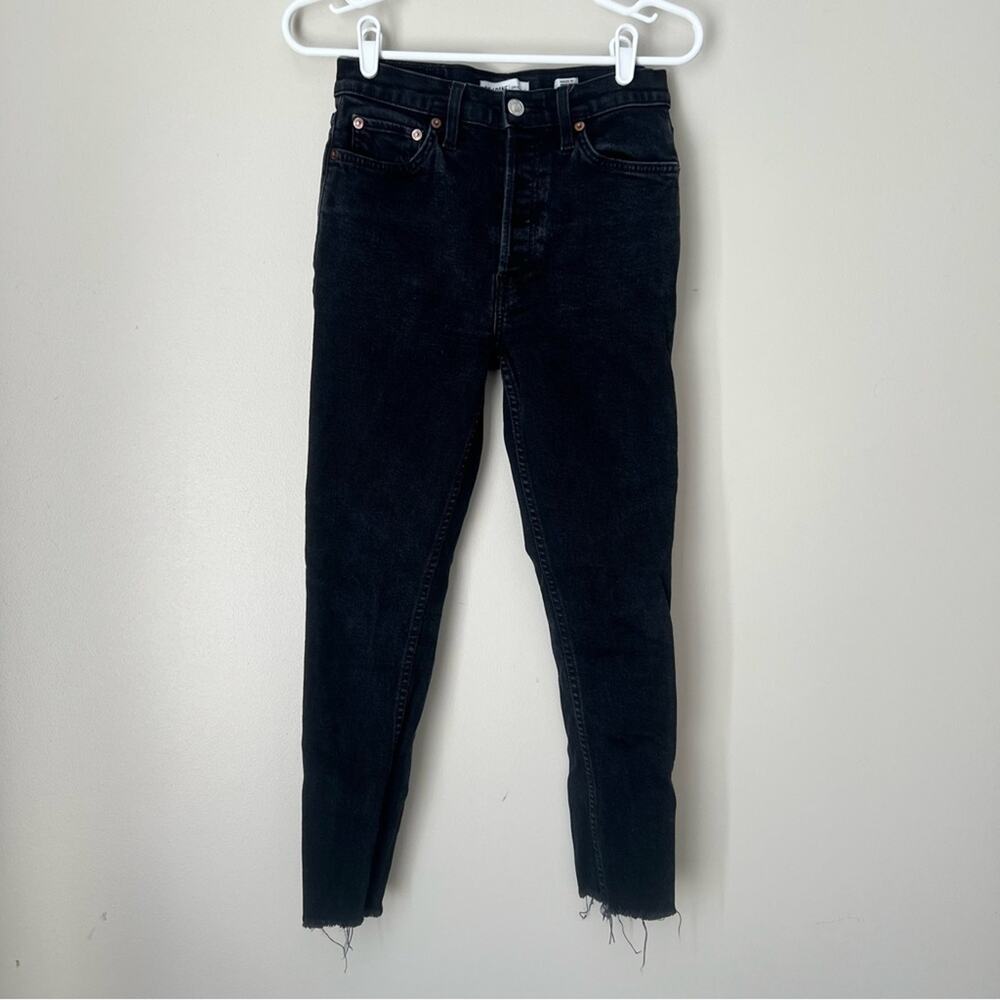 Re/Done Originals Faded Black High Rise Ankle Crop Jeans Size 27